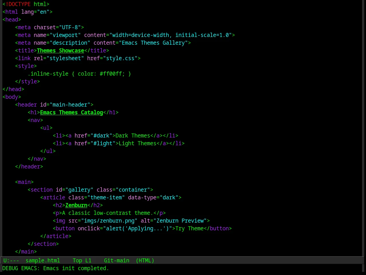 Euphoria Theme in html-mode