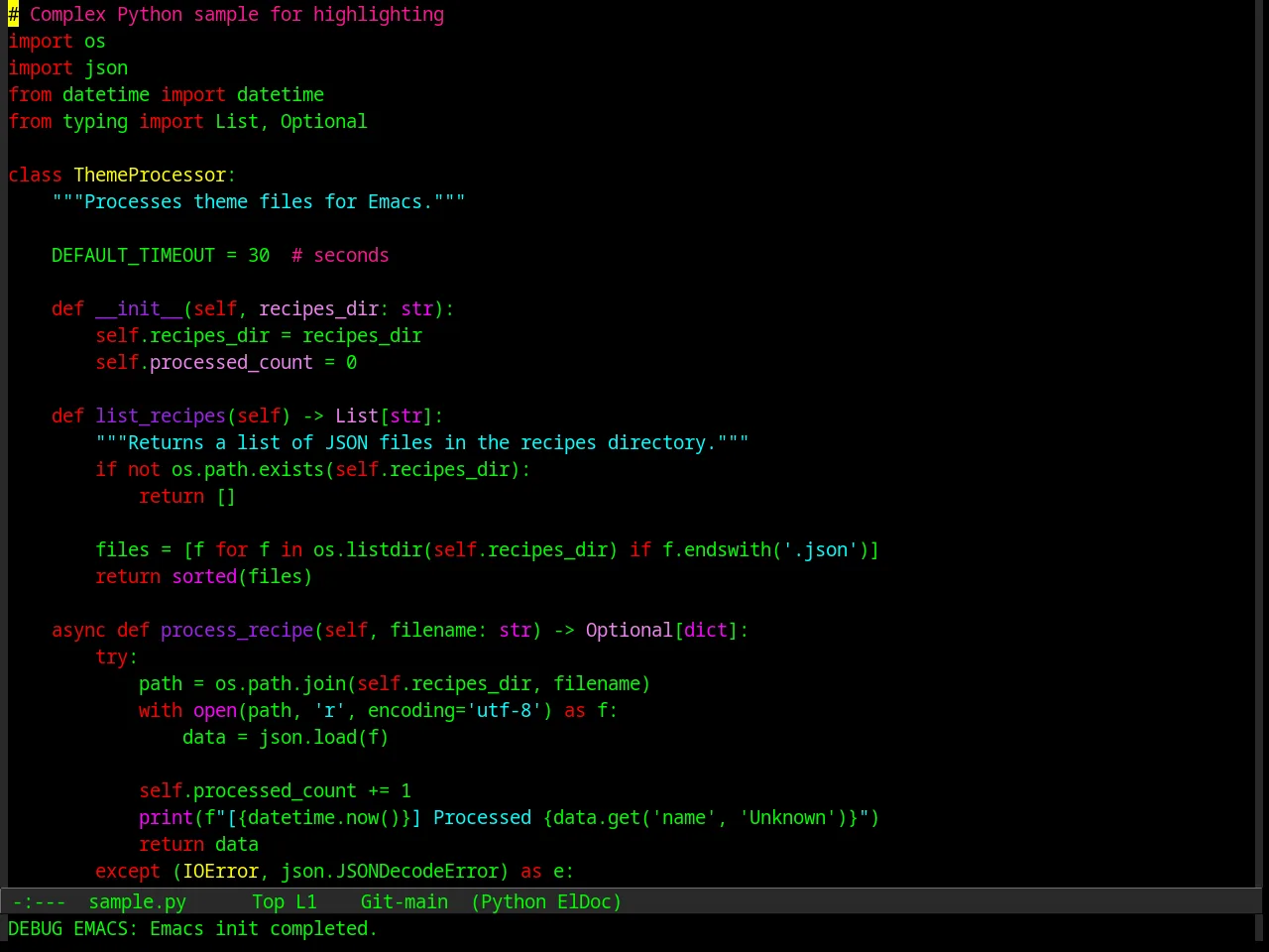 Euphoria Theme in python-mode