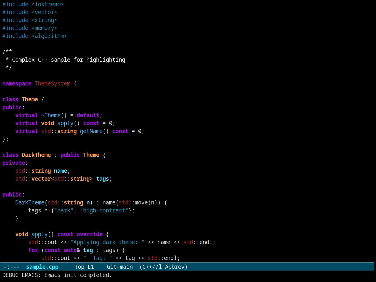 Evenhold Theme in c++-mode