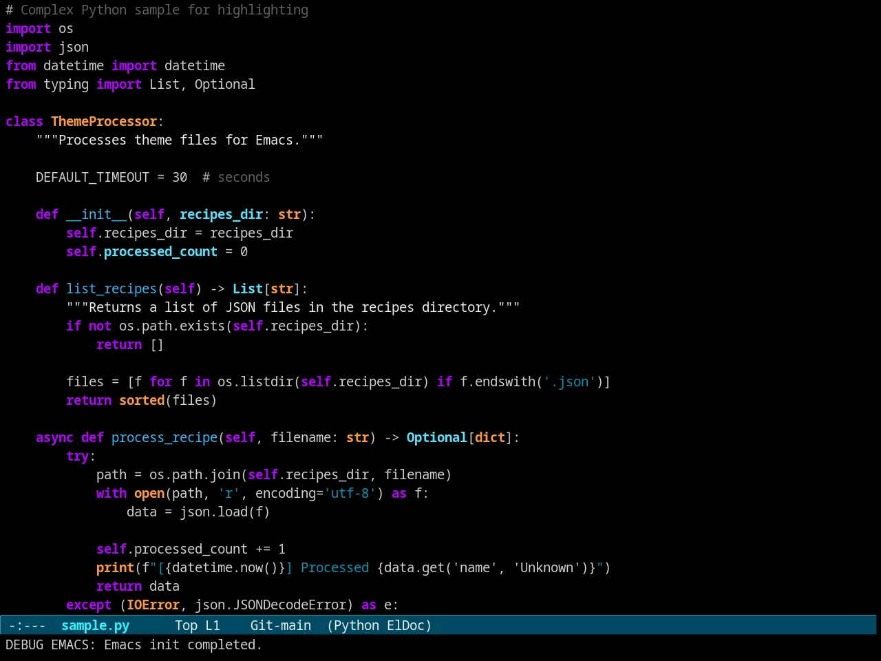 Evenhold Theme in python-mode