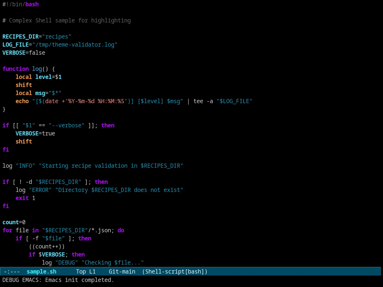 Evenhold Theme in sh-mode