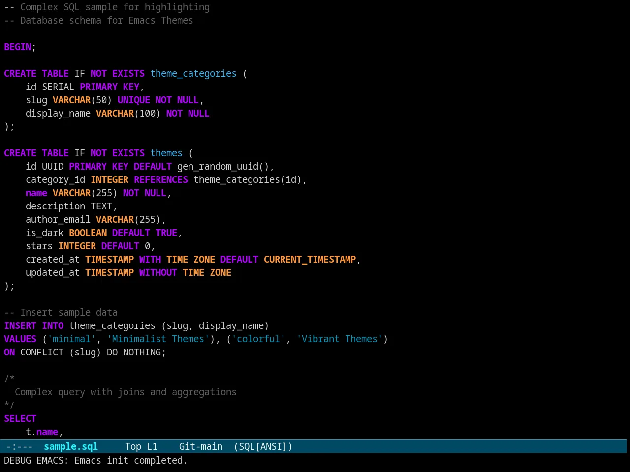 Evenhold Theme in sql-mode