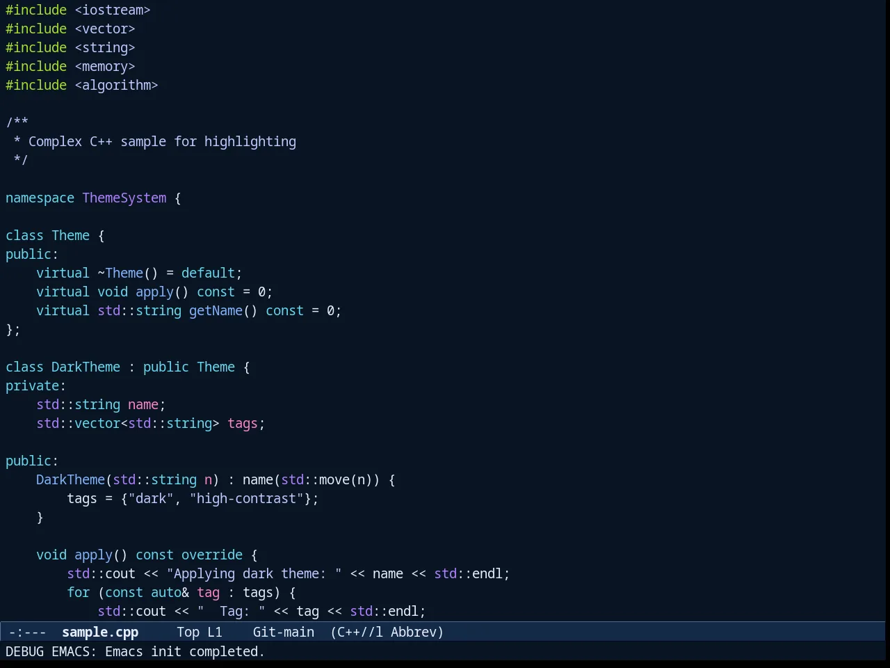 Exotica Theme in c++-mode