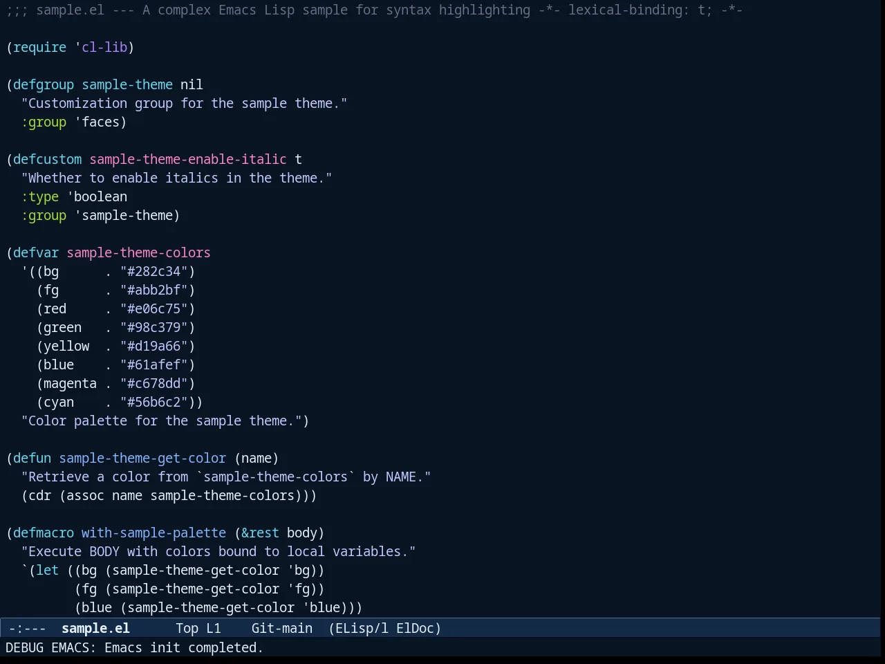 Exotica Theme in emacs-lisp-mode