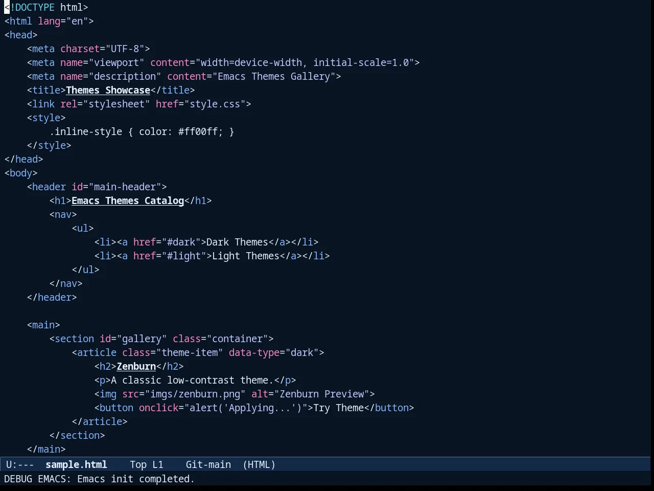 Exotica Theme in html-mode