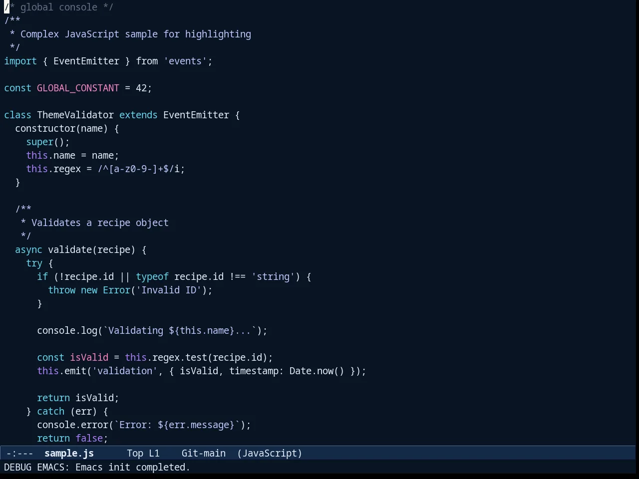 Exotica Theme in javascript-mode
