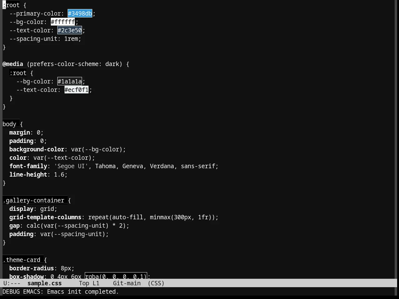Eziam Dark Theme in css-mode