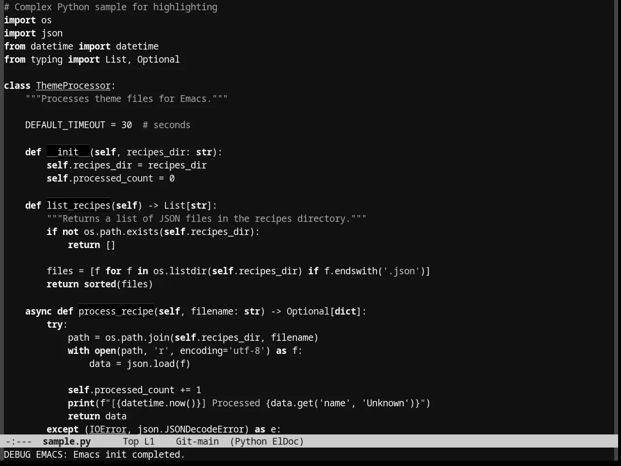 Eziam Dark Theme in python-mode