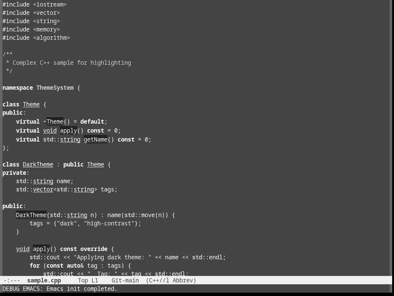 Eziam Dusk Theme in c++-mode