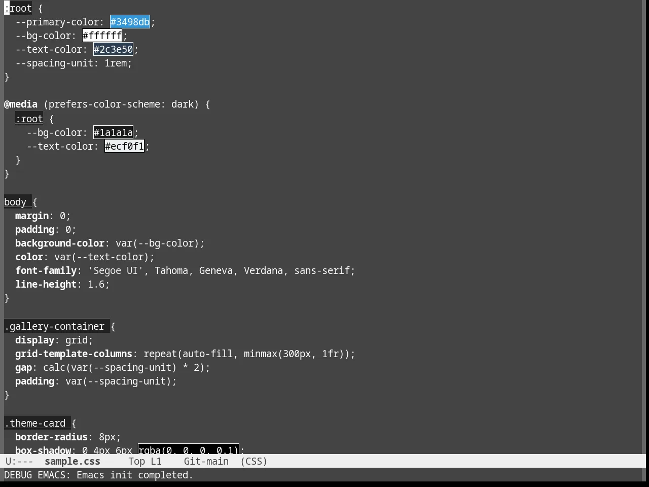 Eziam Dusk Theme in css-mode