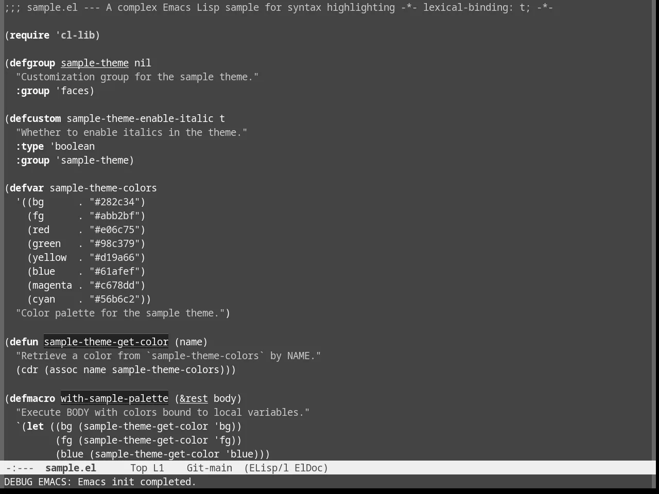 Eziam Dusk Theme in emacs-lisp-mode