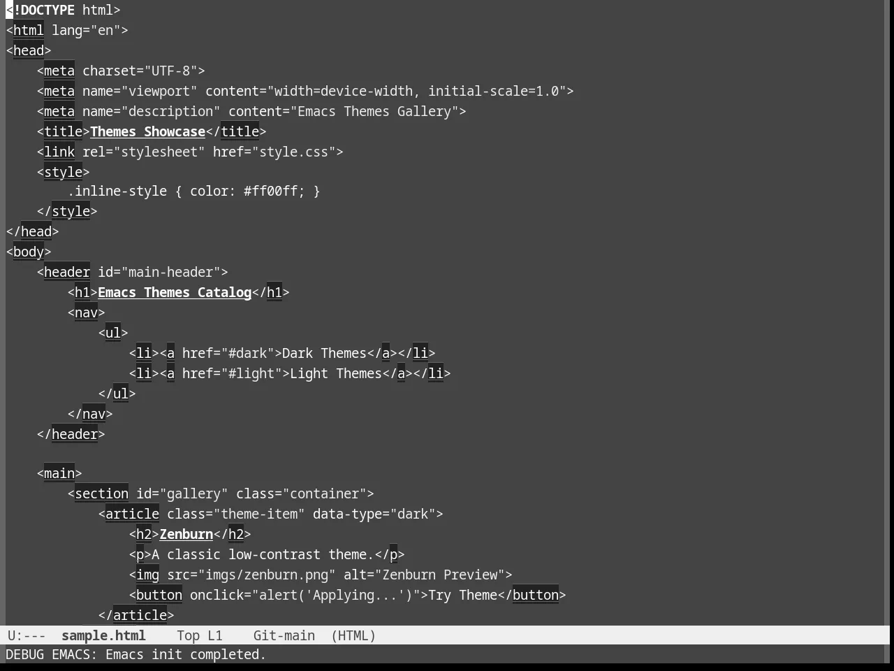 Eziam Dusk Theme in html-mode