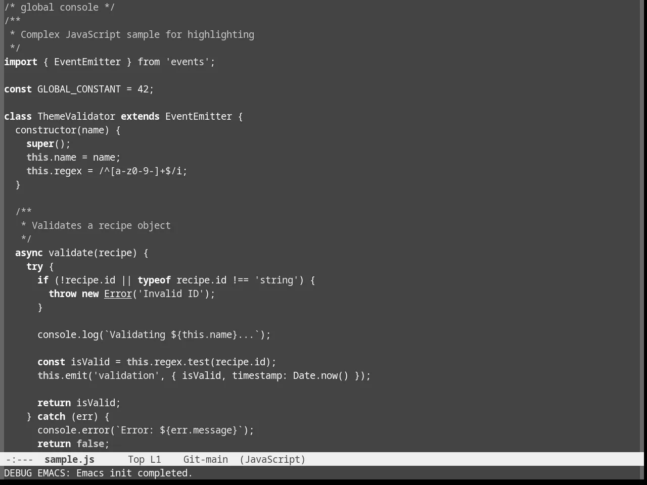 Eziam Dusk Theme in javascript-mode