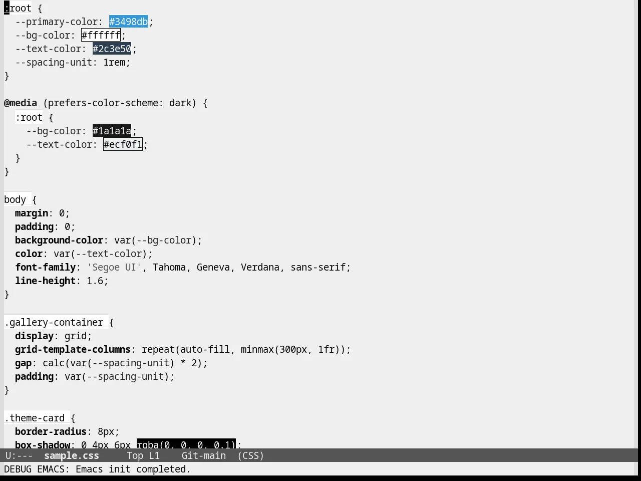 Eziam Light Theme in css-mode