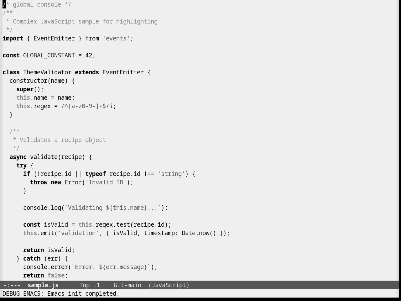 Eziam Light Theme in javascript-mode