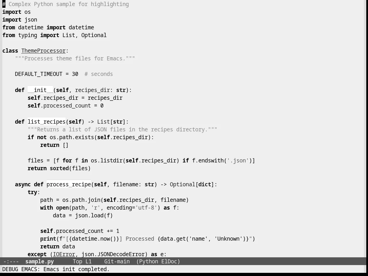 Eziam Light Theme in python-mode