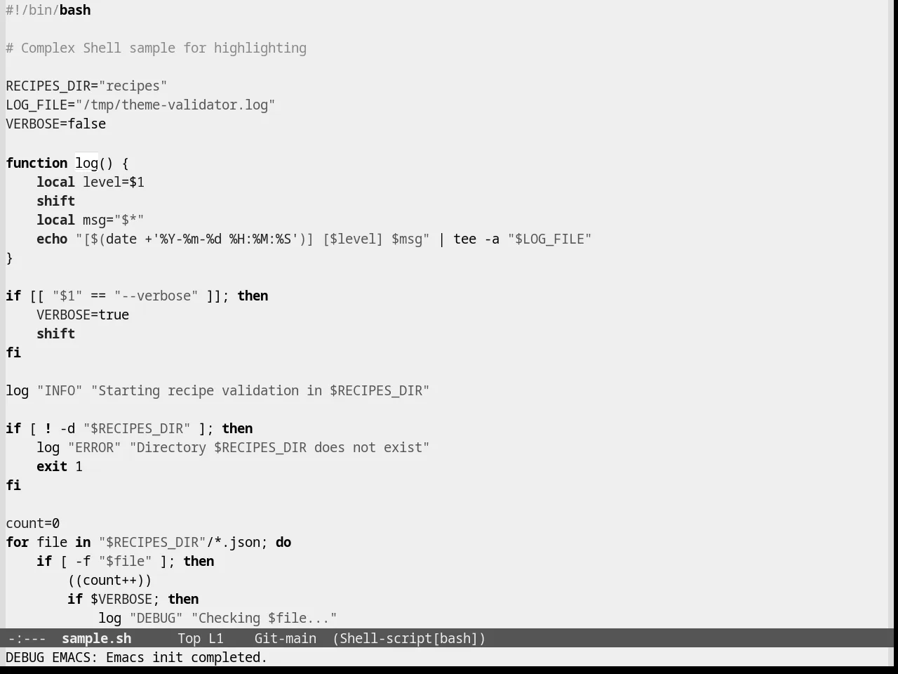 Eziam Light Theme in sh-mode
