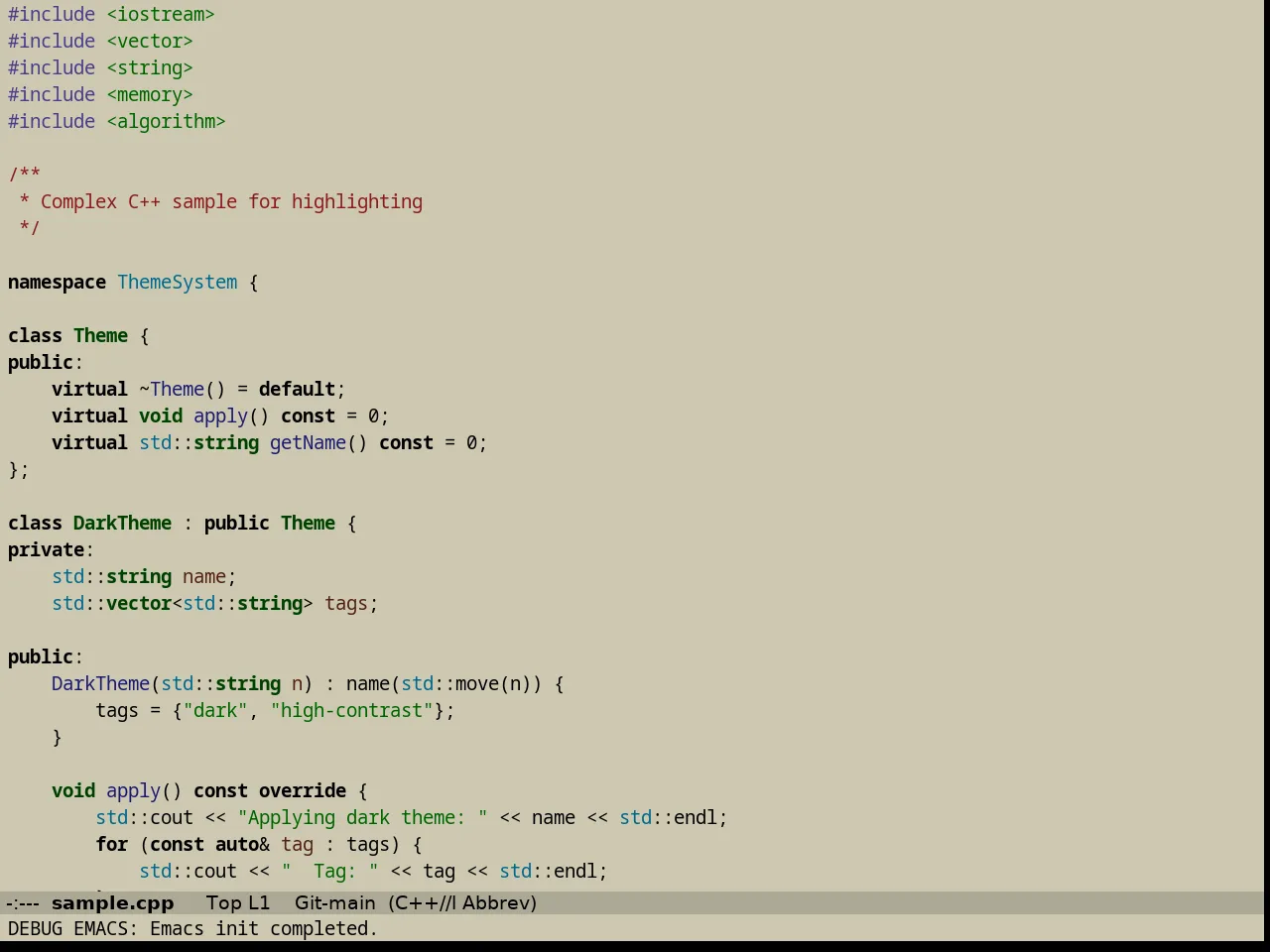 Faff Theme in c++-mode
