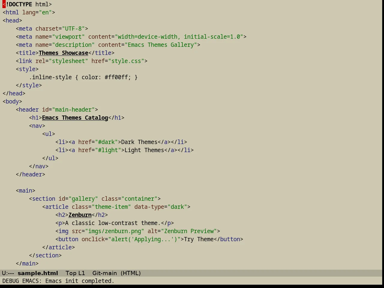 Faff Theme in html-mode