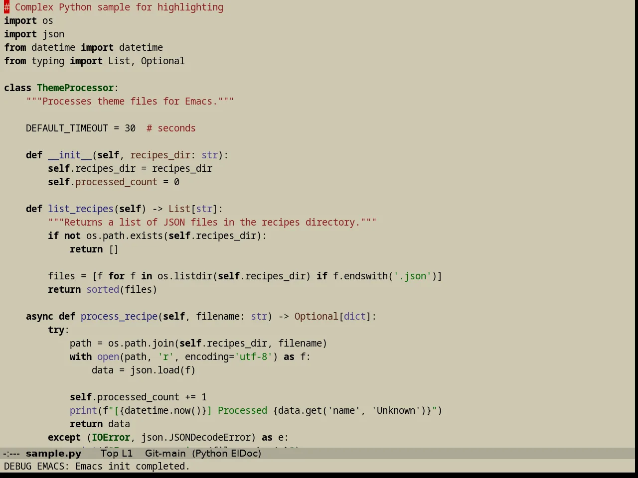 Faff Theme in python-mode