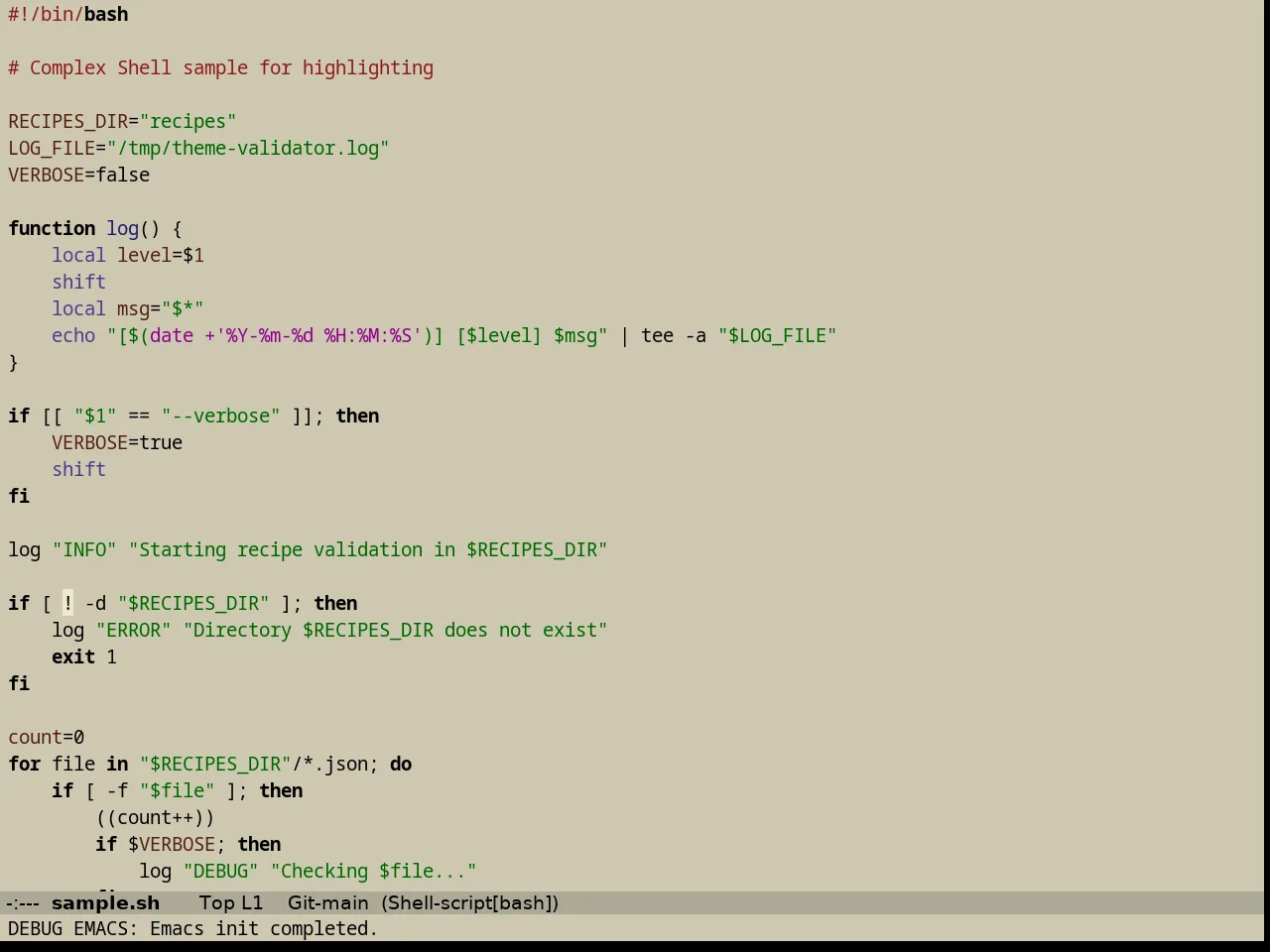 Faff Theme in sh-mode