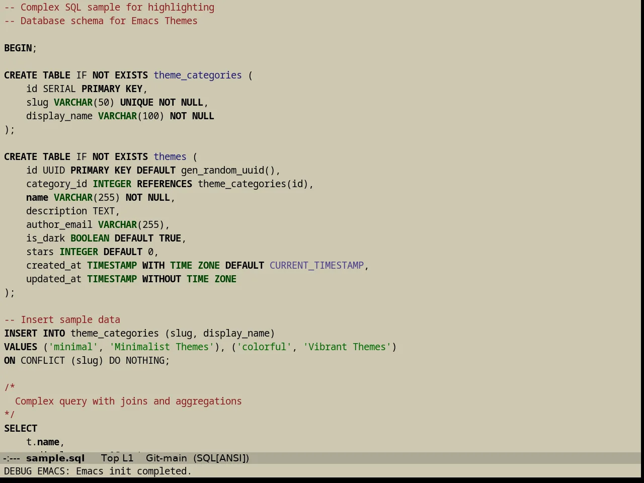 Faff Theme in sql-mode