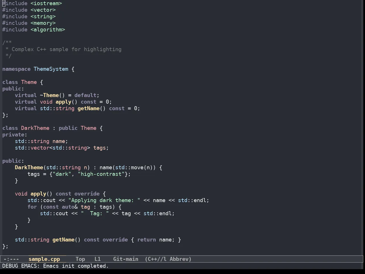 Fantom Theme in c++-mode