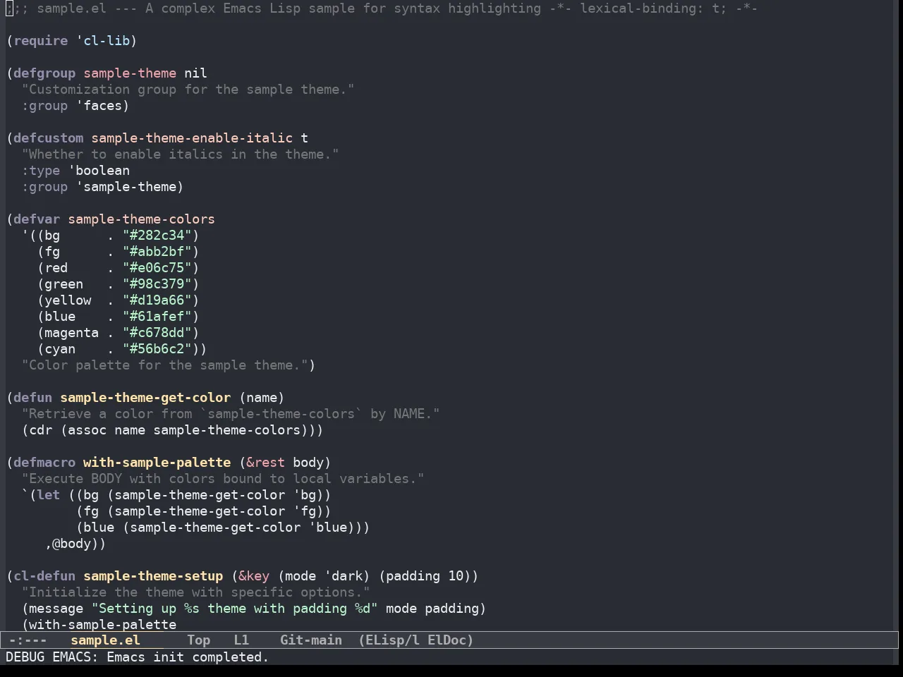 Fantom Theme in emacs-lisp-mode