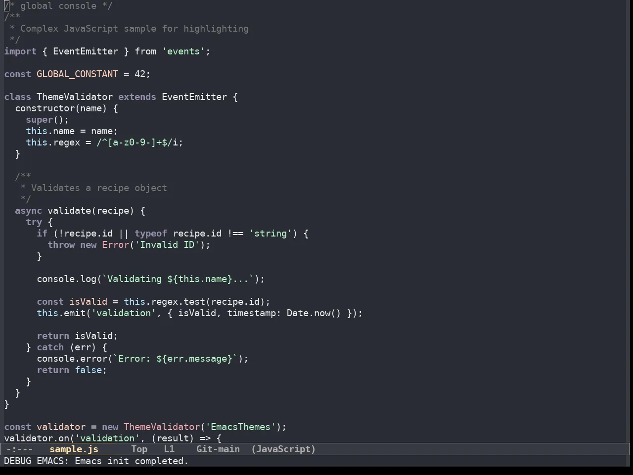 Fantom Theme in javascript-mode