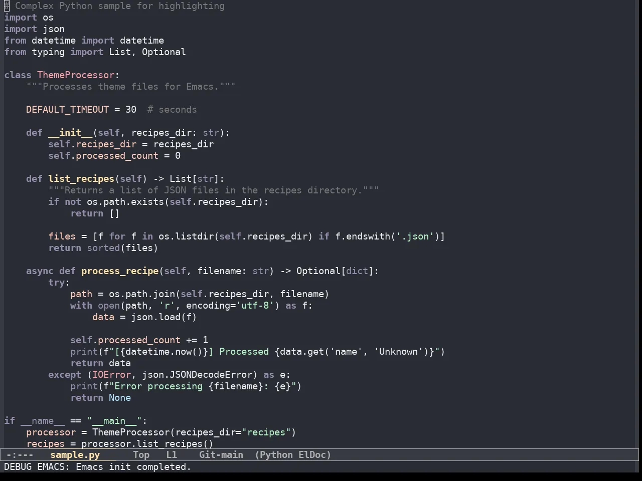 Fantom Theme in python-mode