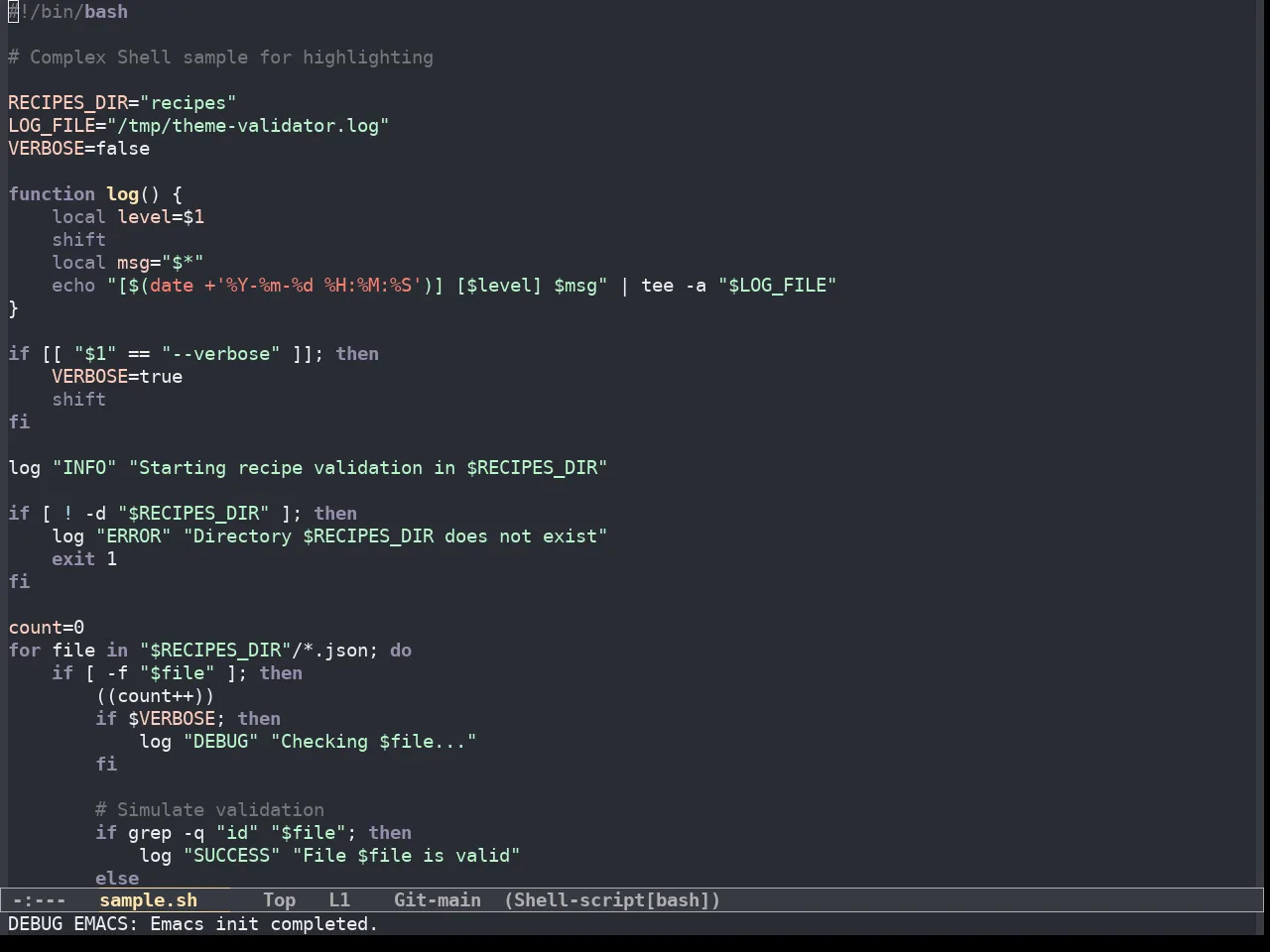 Fantom Theme in sh-mode