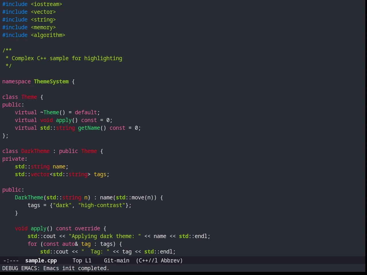 Farmhouse Dark Theme in c++-mode