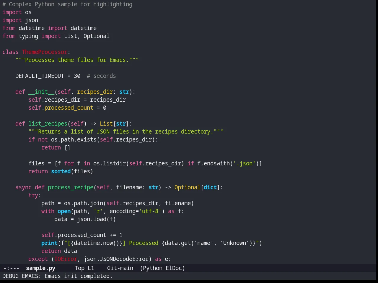 Farmhouse Dark Theme in python-mode
