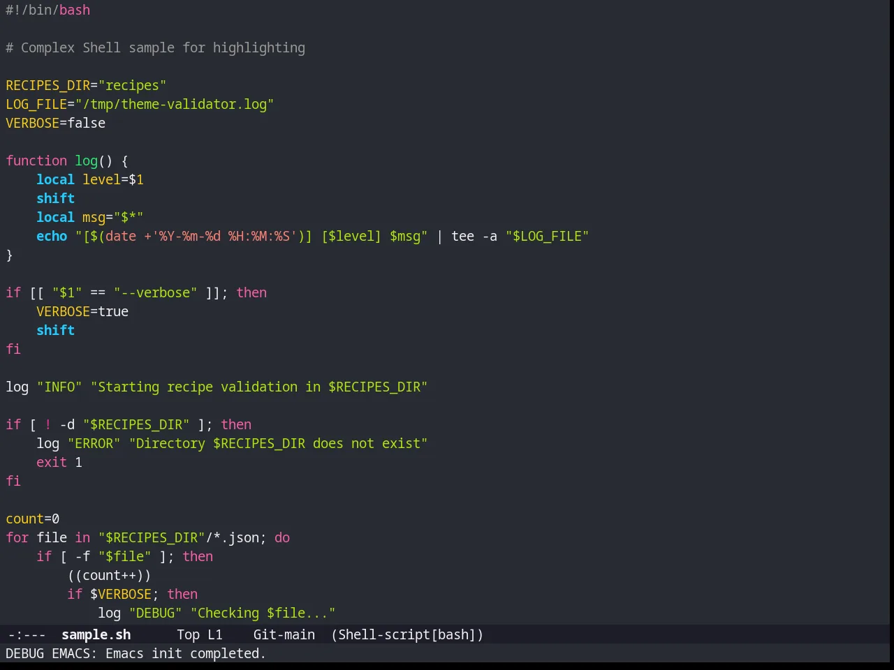 Farmhouse Dark Theme in sh-mode