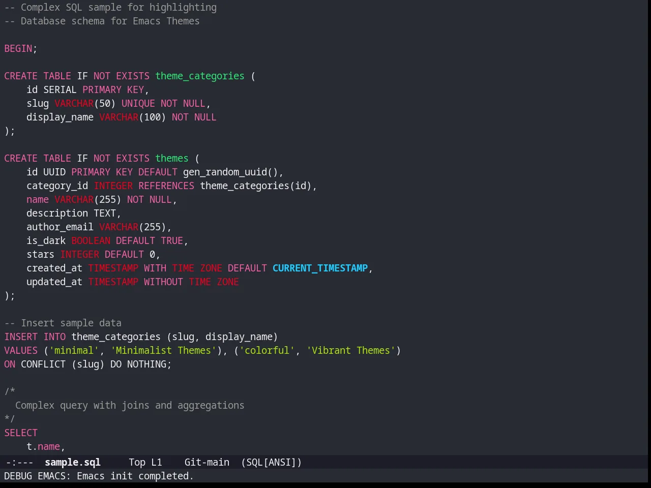 Farmhouse Dark Theme in sql-mode