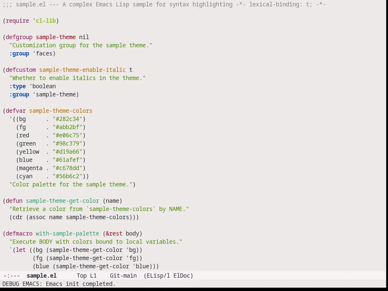 Farmhouse Light Theme in emacs-lisp-mode