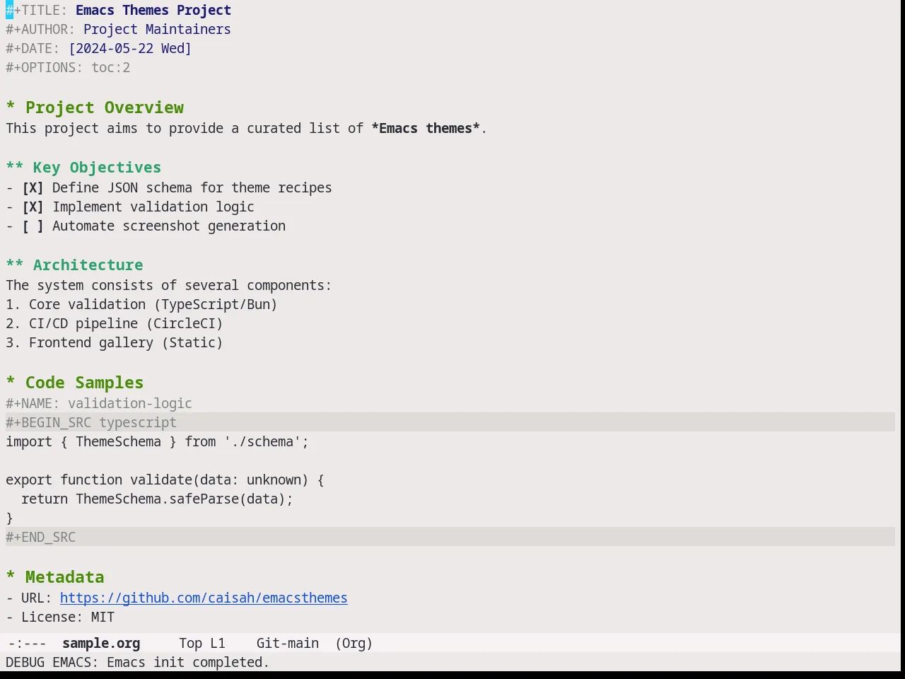 Farmhouse Light Theme in org-mode