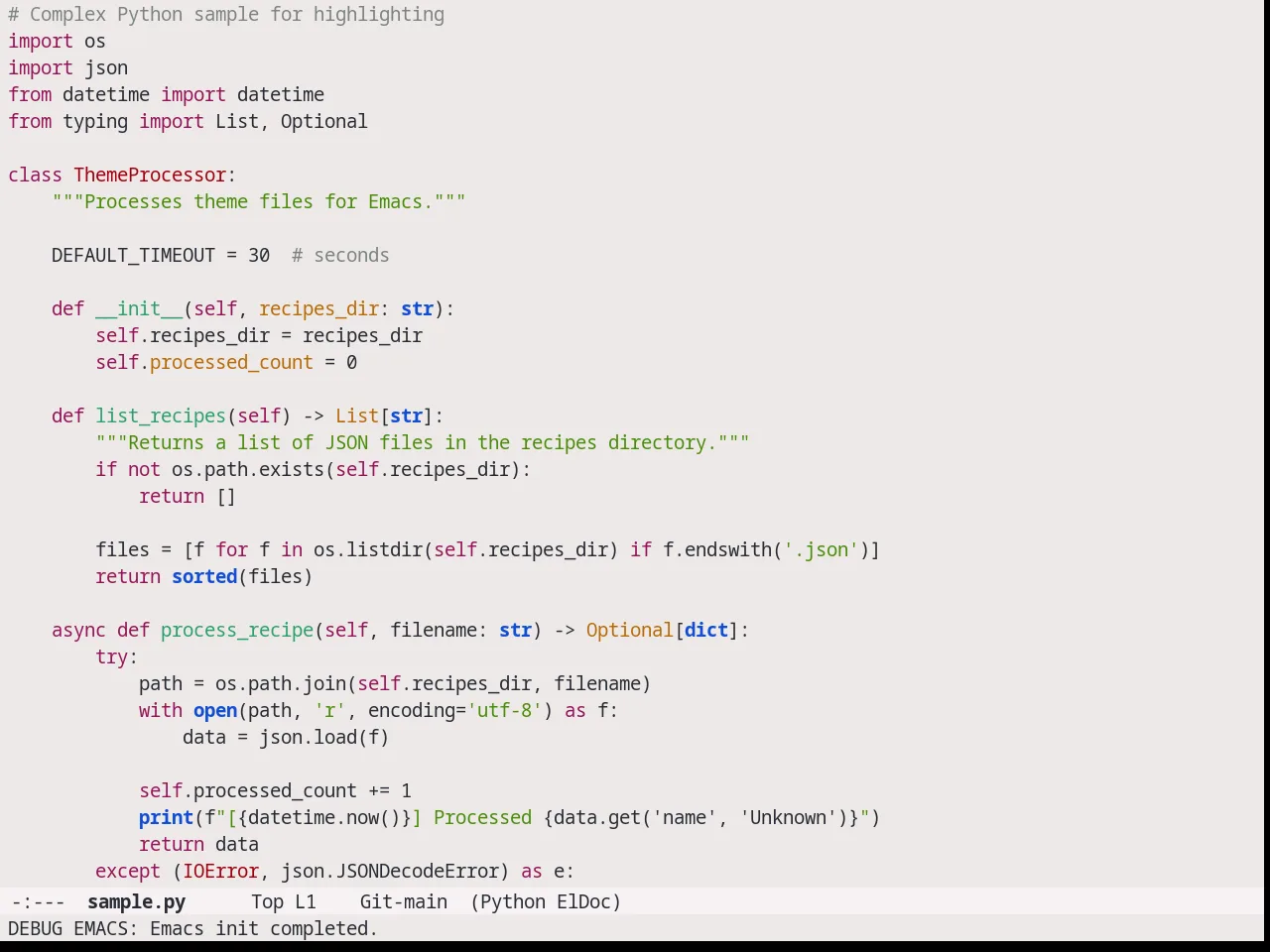 Farmhouse Light Theme in python-mode