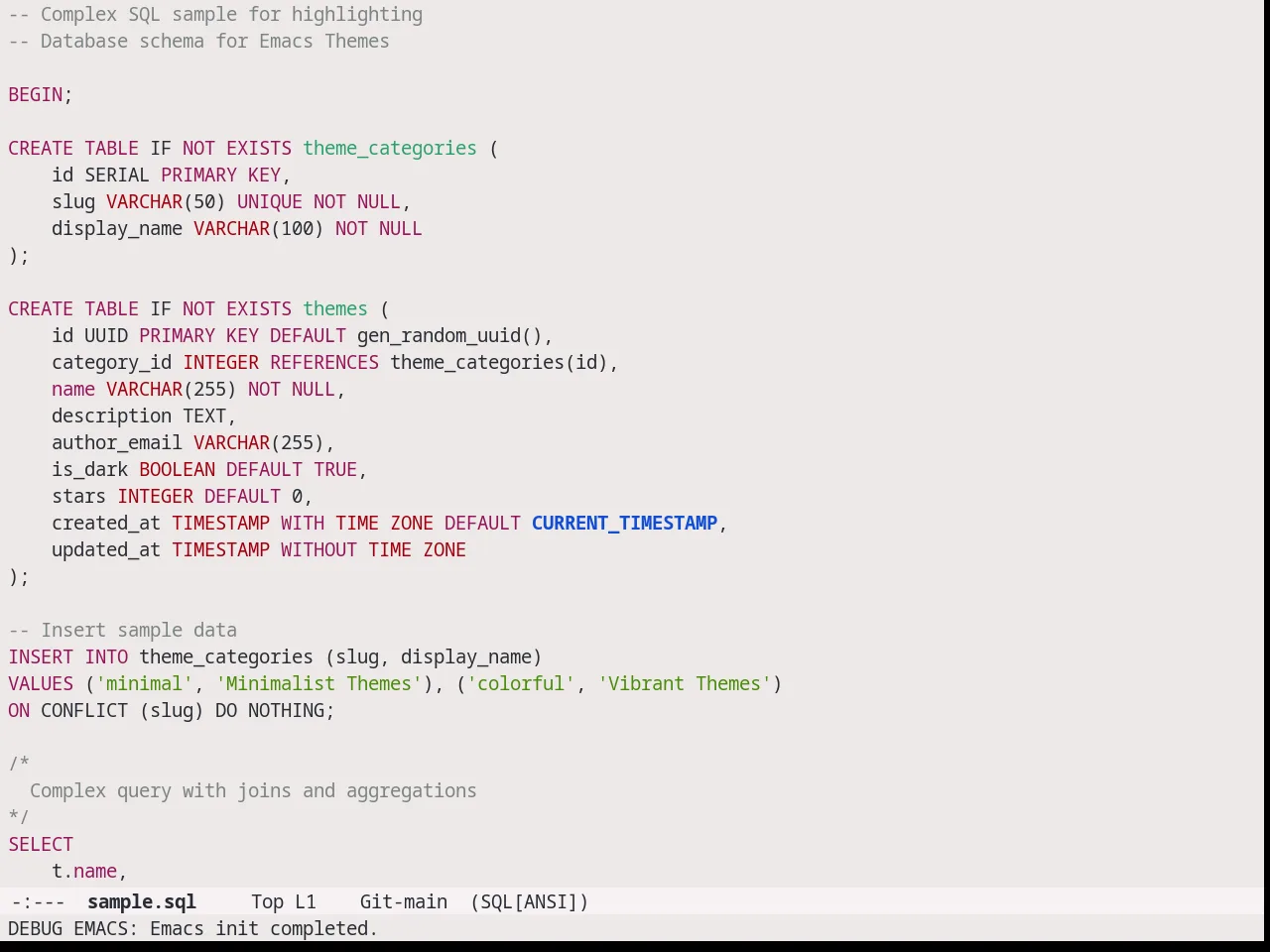 Farmhouse Light Theme in sql-mode