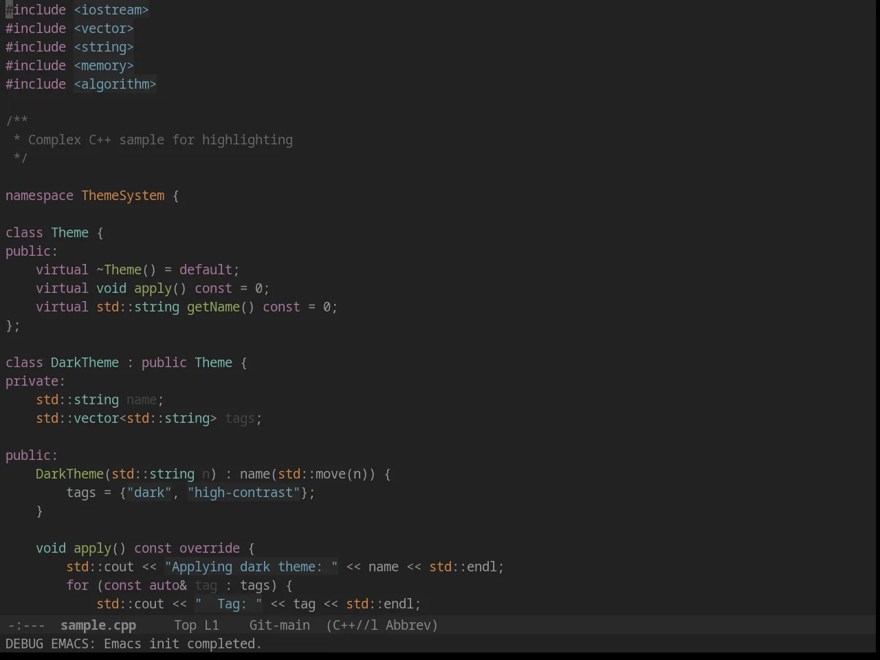 Firebelly Theme in c++-mode