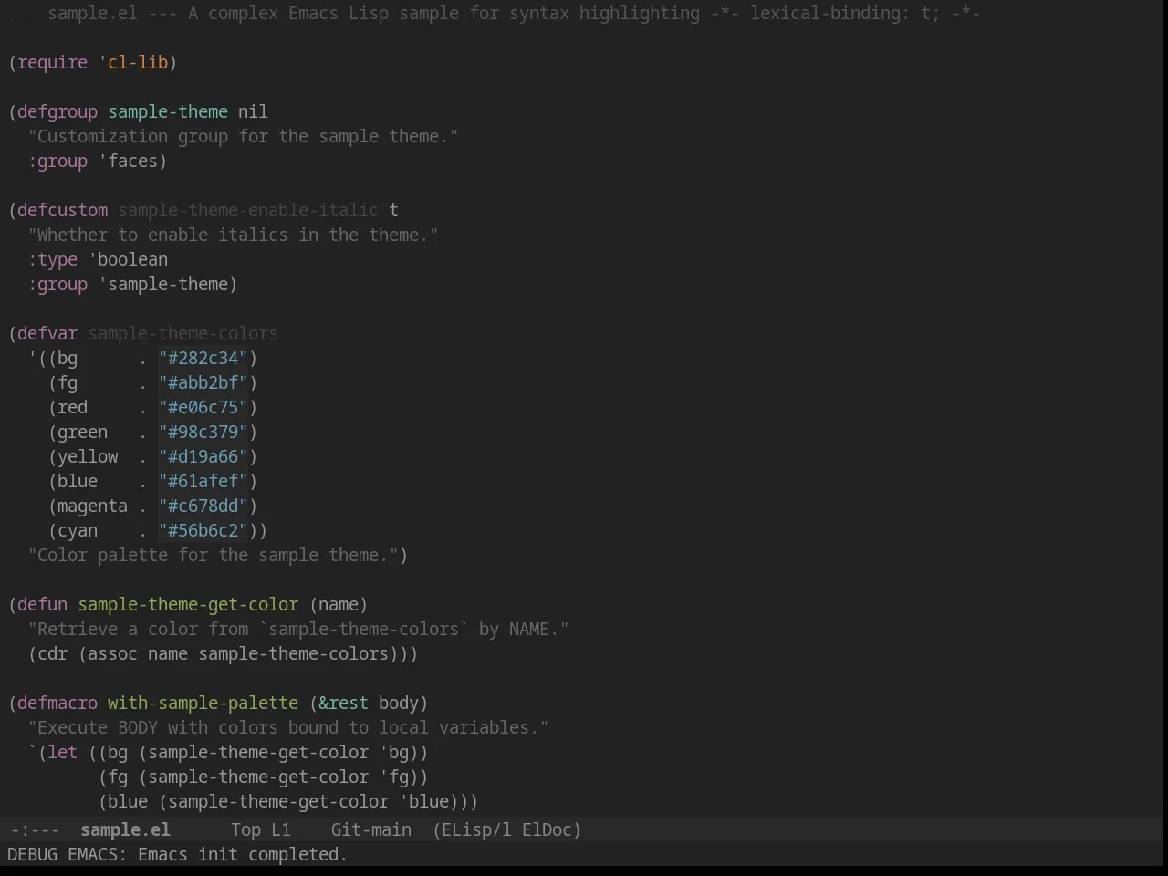 Firebelly Theme in emacs-lisp-mode