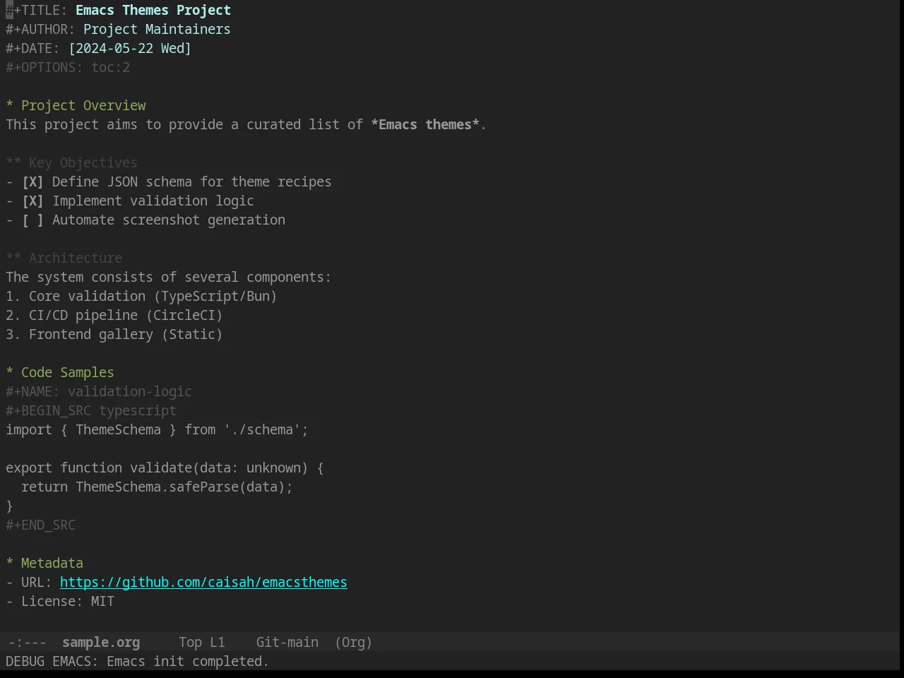 Firebelly Theme in org-mode