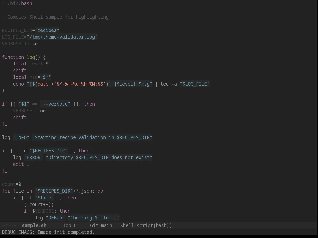 Firebelly Theme in sh-mode
