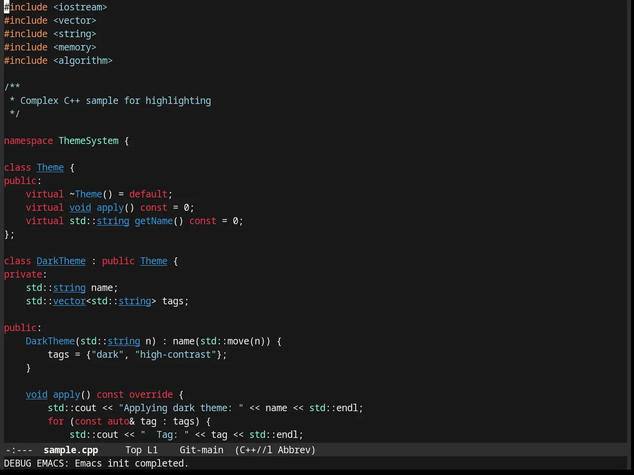 Firecode Theme in c++-mode