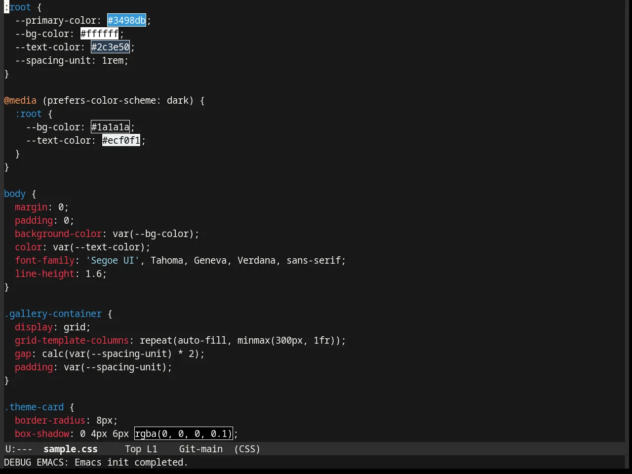Firecode Theme in css-mode