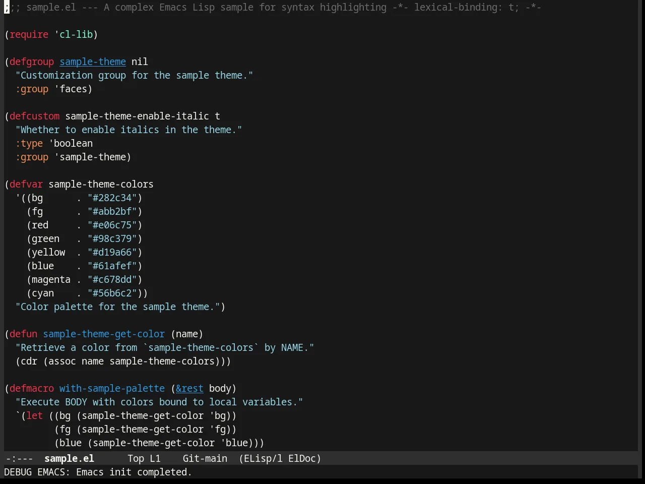 Firecode Theme in emacs-lisp-mode