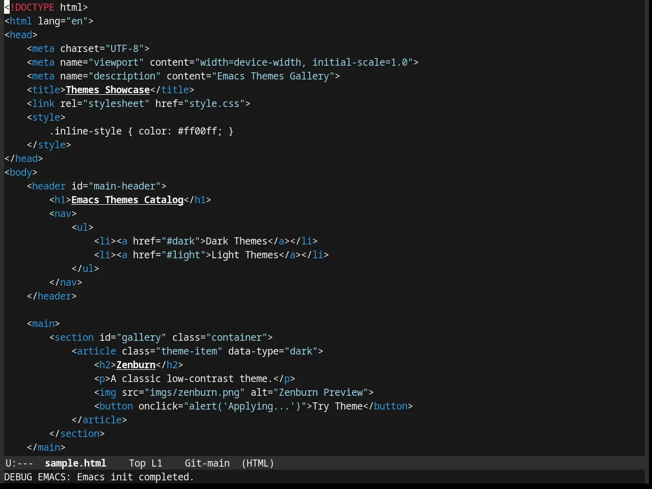 Firecode Theme in html-mode
