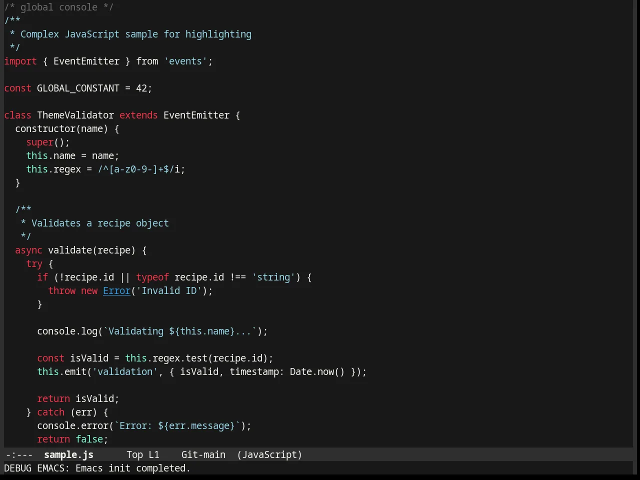 Firecode Theme in javascript-mode