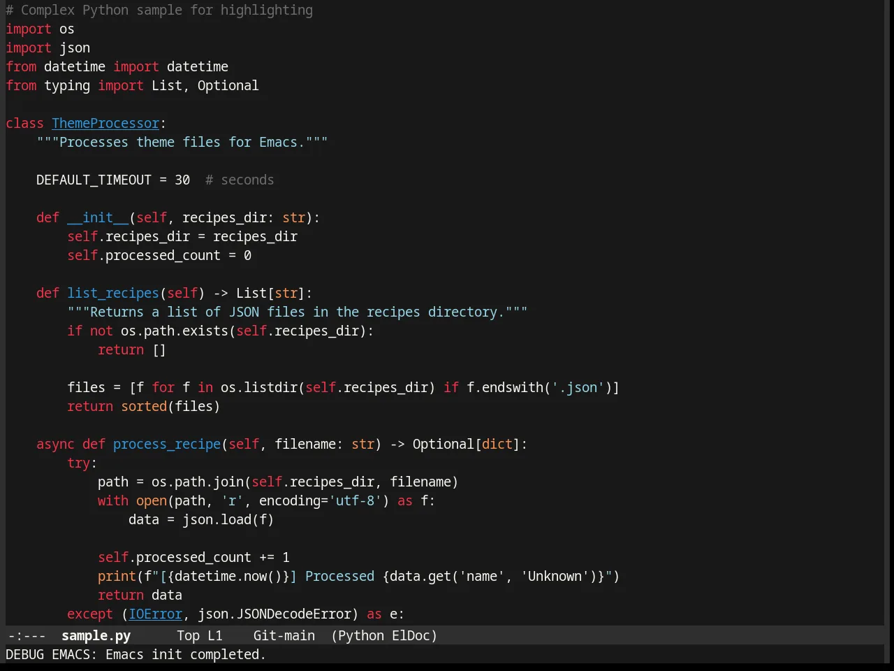 Firecode Theme in python-mode