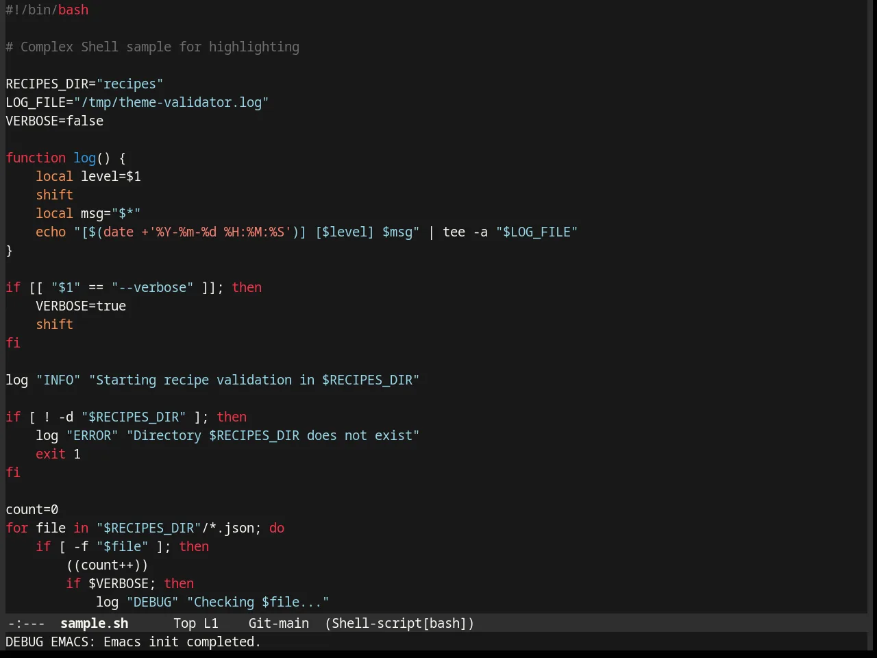 Firecode Theme in sh-mode